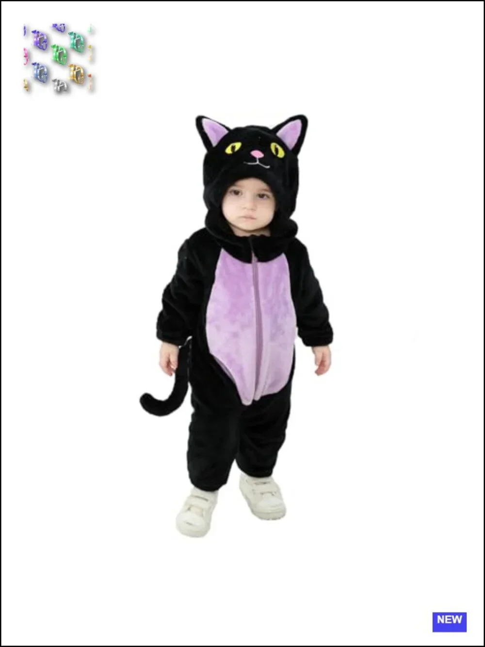 Toddler Black Cat Halloween Costume Fuzzy Warm Zip Up Hoodie